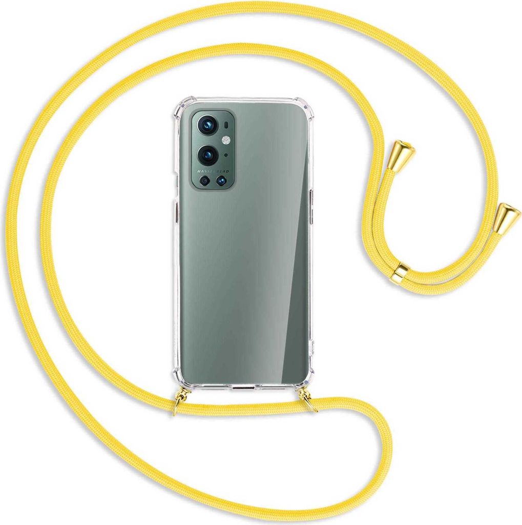 Handykette Backcover-Schutzhülle mit Band (Metall goldfarben) für OnePlus 9 Pro - gelb