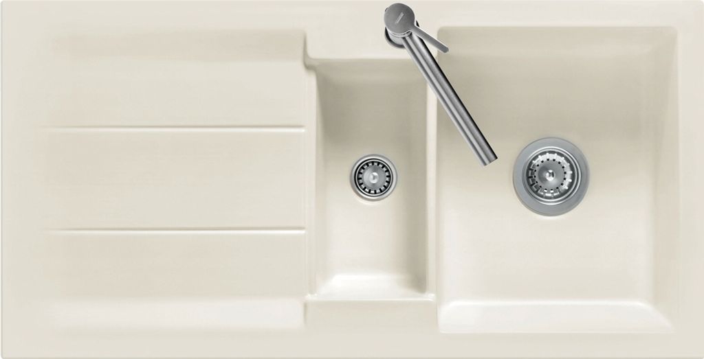Spüle KeraDomo GENEA 100 in JASMIN mit Handbetätigung / Einbauspüle