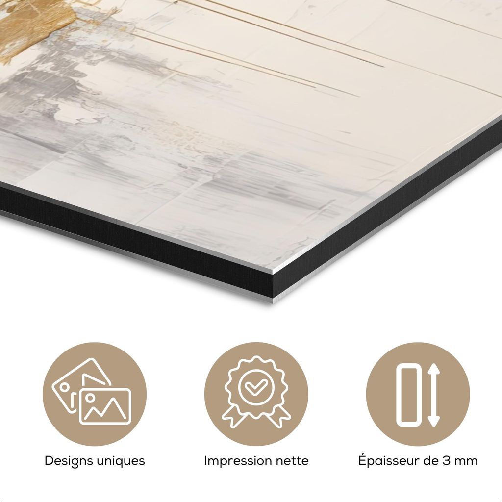 MuchoWow Wanddekoration Metall Metallbild Wandkunst 150x100 cm Gold - Luxus - Acryl - Kunst MuchoWow Aluminium Gemälde - Alu Dibond Bild