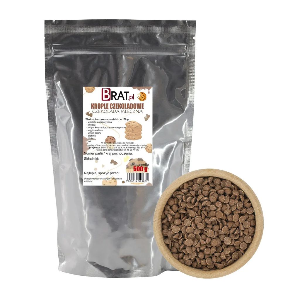 Krople czekoladowe - czekolada mleczna 500g Brat.pl Zdjęcie produktu 