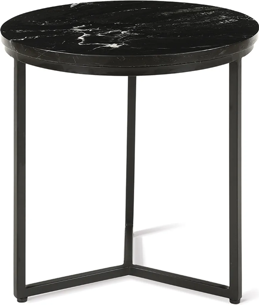 Table d'appoint ronde en marbre noir Ø 40 cm - Bout de canapé chic
