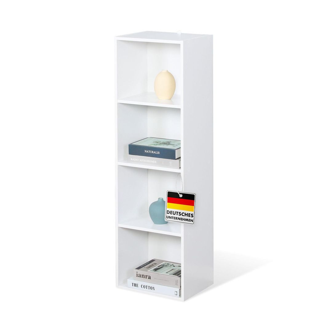 Regał na książki, biały regał MDF z 4 poziomami, 32 x 24 x Zdjęcie produktu 
