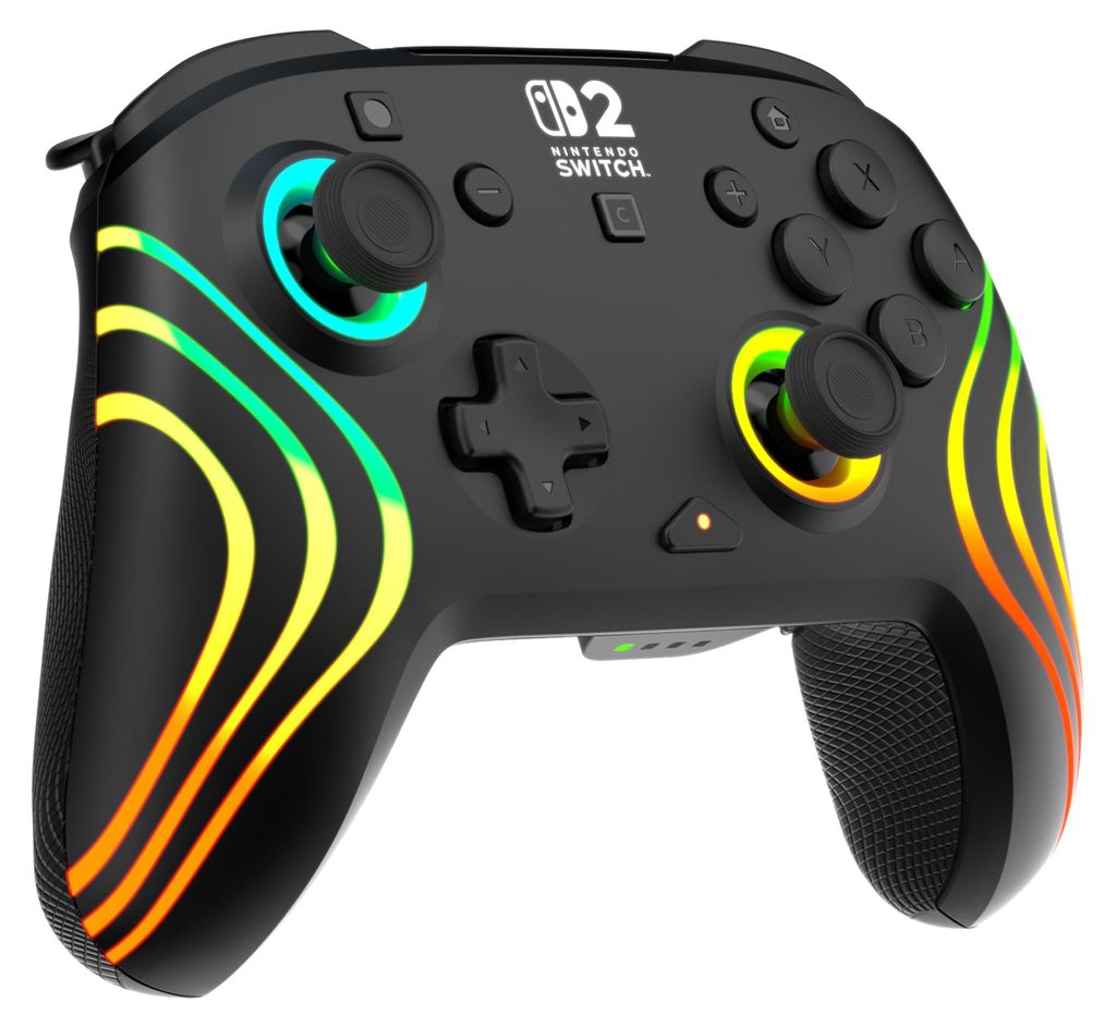 Turtle Beach Afterglow Wave Schwarz Kabelloser RGB-Gaming-Controller offiziell lizenziert für Nintendo Switch 2