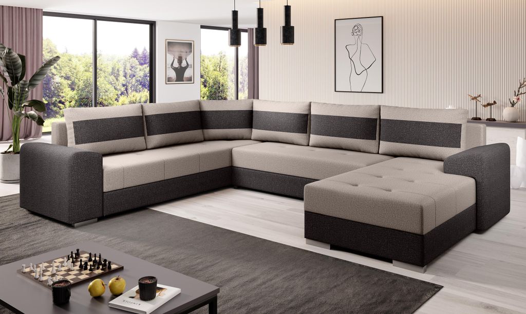 Sofa Couch Garnitur Sofagarnitur CHIEF U mit Schlaffunktion Wohnlandschaft