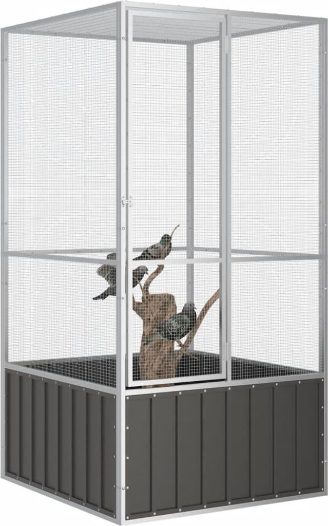 vidaXL Gabbia per uccelli antracite 111x107x211,5 cm Immagine del prodotto 