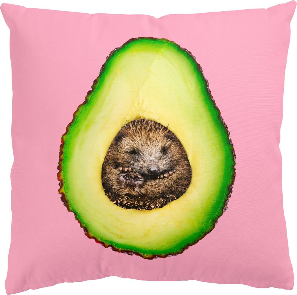 Dekokissen Tiere drinnen / Indoor Zierkissen Canvas waschbar Obst rosa Motiv Sofakissen ohne Füllung