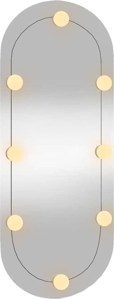 vidaXL Wandspiegel mit LED-Leuchten 30x70 cm Glas Oval