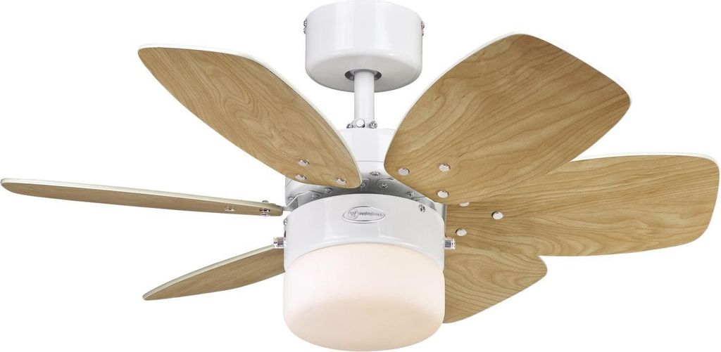 Deckenventilator mit Beleuchtung und Zugketten Flora Royale Weiß 76 cm