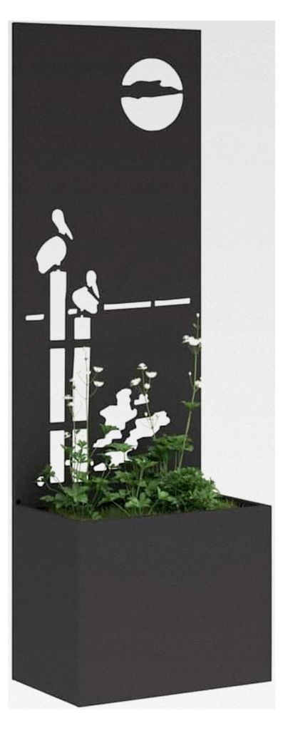 Blumenkästen mit Sichtschutz, Hochbeet, Fretwork, Schwarz, 50 x 140 cm