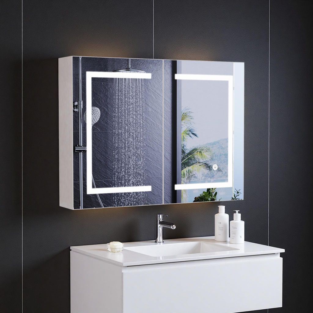 INONEFT Spiegelschrank Bad mit LED Beleuchtung, Badezimmer Produktbild 