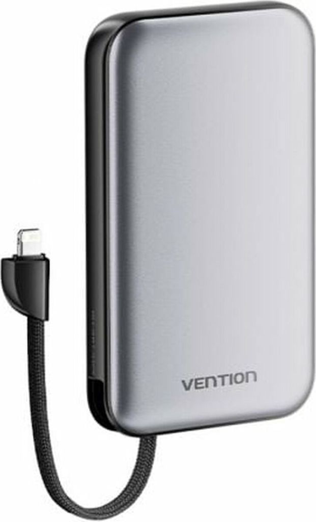 Vention I12IA 10000mAh Power Bank / 20W / Black / Includes USB Type-C and Lightning Cables