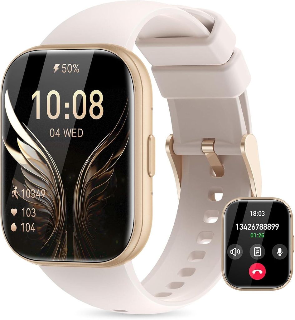 Miecgth Smartwatch für Damen und Herren mit 1.75 Inch Display Bluetooth Telefonieren 120 Sportmodi IP68 Fitness Uhr mit Herzfrequenz SpO2 Schlafmo...