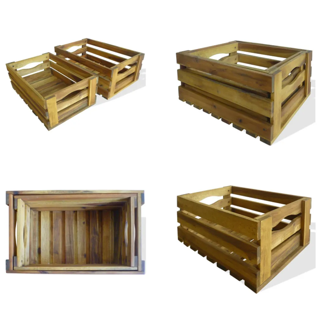 Caisse à Pommes et à Vin en Bois de Cagettes de Rangement - Lot de 2
