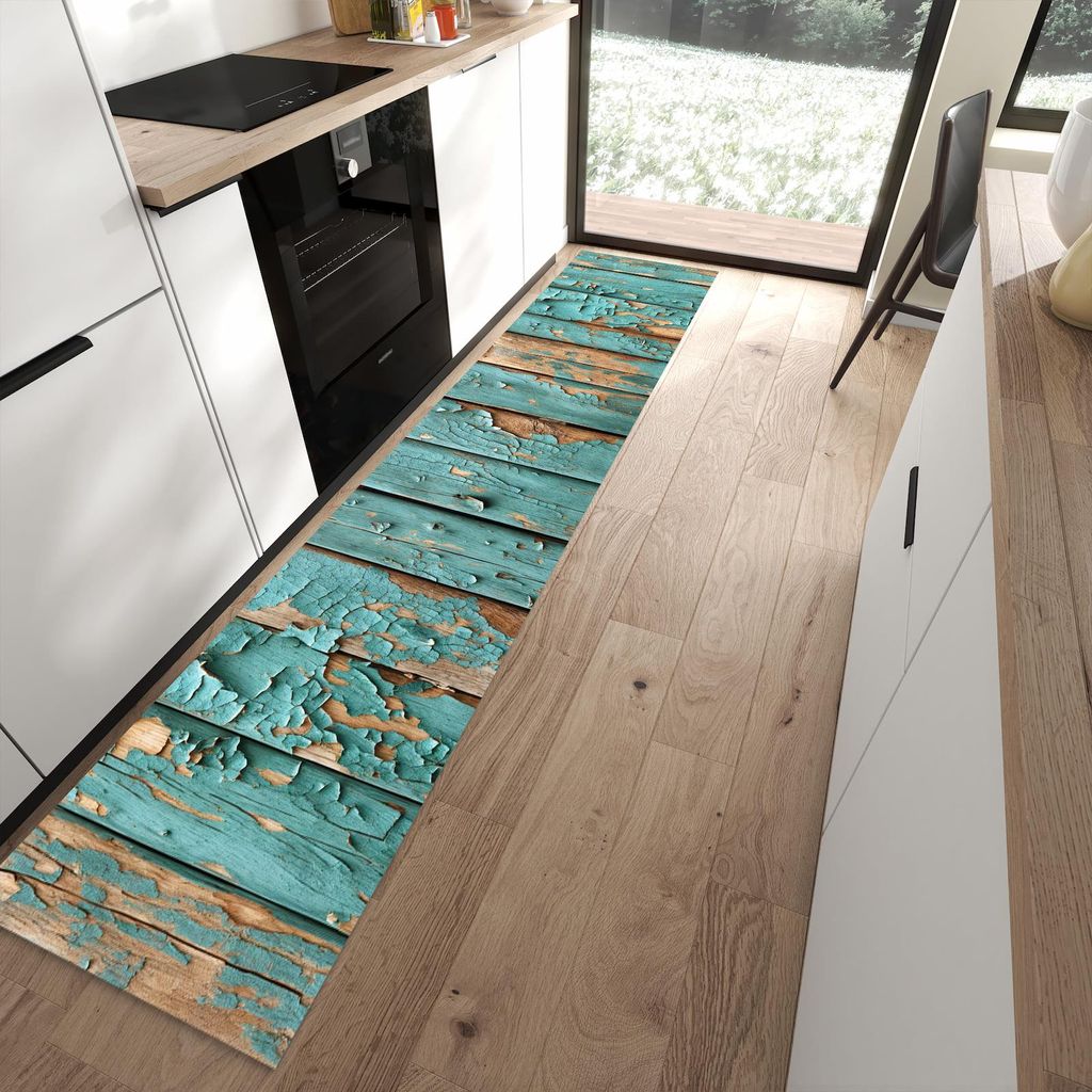 Küchenteppich 60x300cm rutschfest & abwischbar PVC Läufer - Farbe von Abblätternde