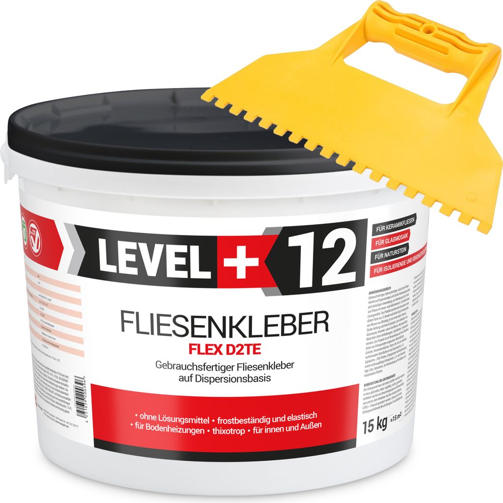 Dispersionkleber Fertig-Fliesenkleber 15kg Flex Zahnspachtel SET RM12