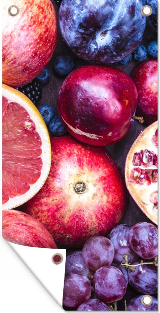 MuchoWow 40x80 cm Outdoor-Poster Gartendeko Sichtschutz Garten Poster für den Garten Obst - Regenbogen - Farben