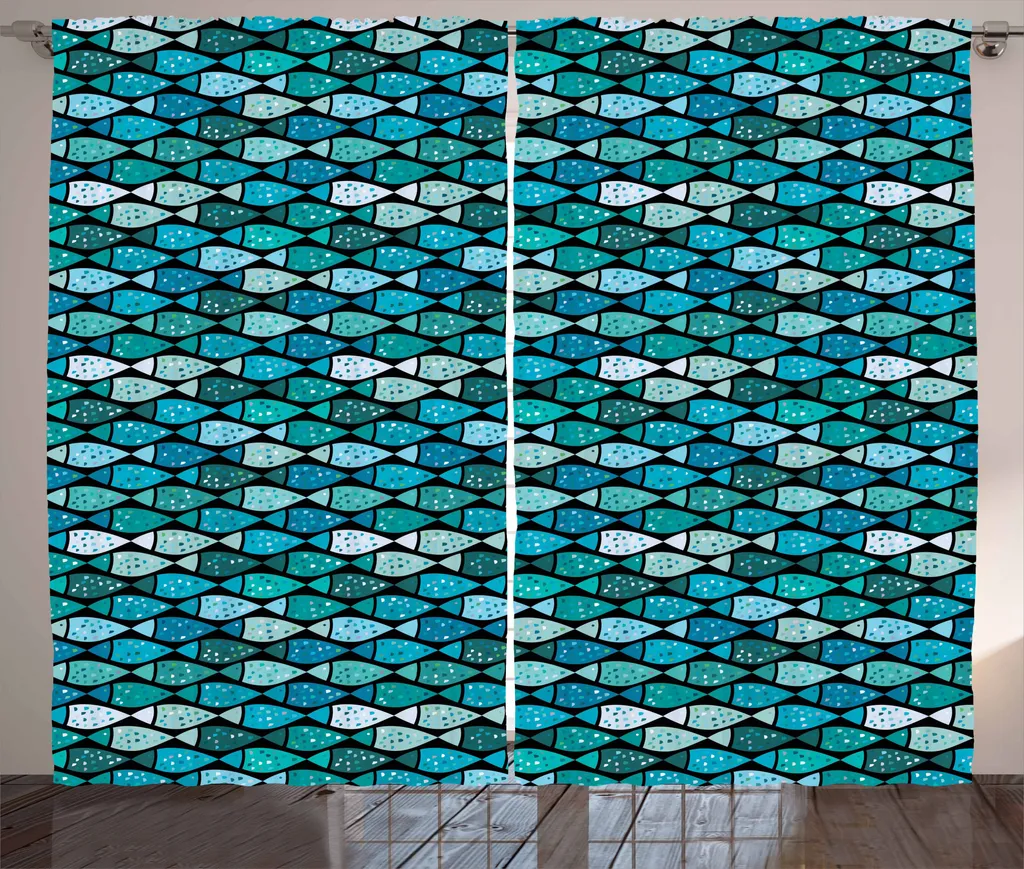 ABAKUHAUS Tenda Pesci Doodle 280x175 cm - Tende Soggiorno Rustiche