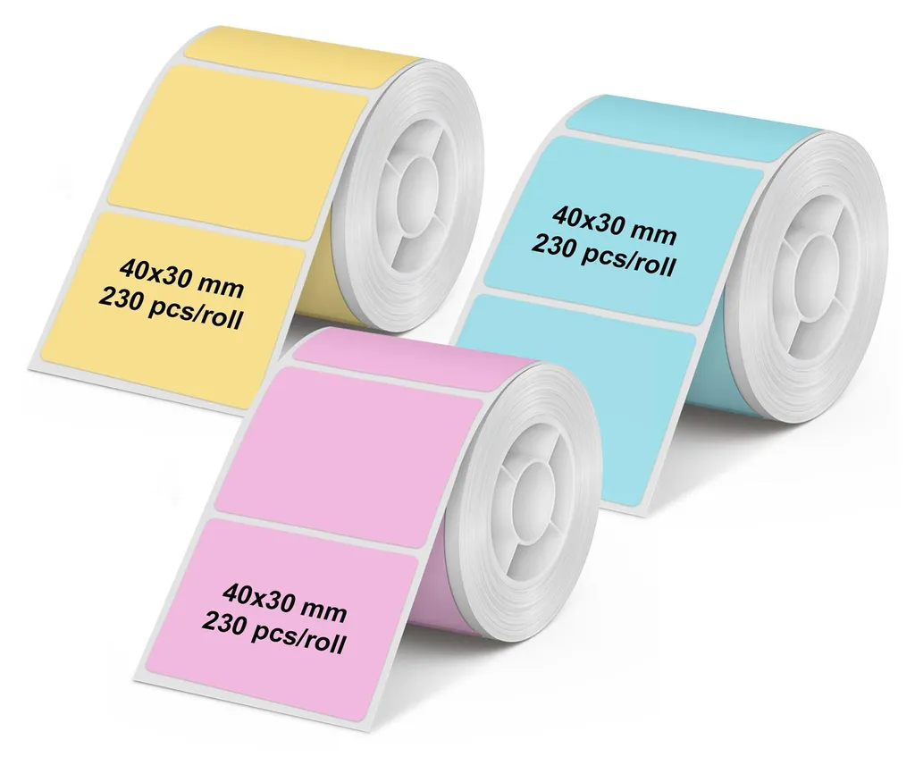 Organizza l'Ufficio con il Set 3 Rotoli PM220 40x30mm Colorati