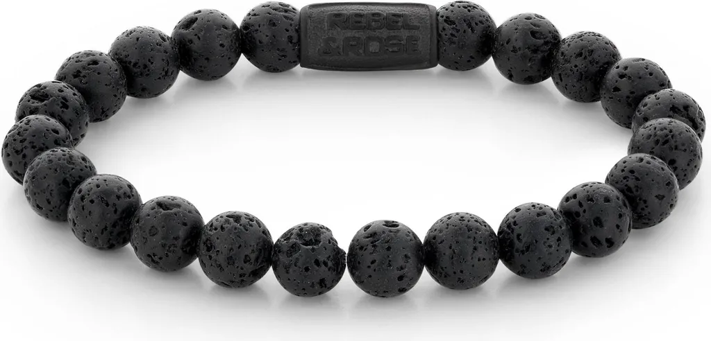 Bracelet en Perles Noires Rebel & Rose RR-80071 Bijou Homme et Femme