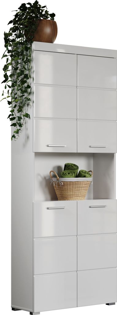 trendteam Bad Hochschrank Amanda Weiß Melamin/Weiß Produktbild 2