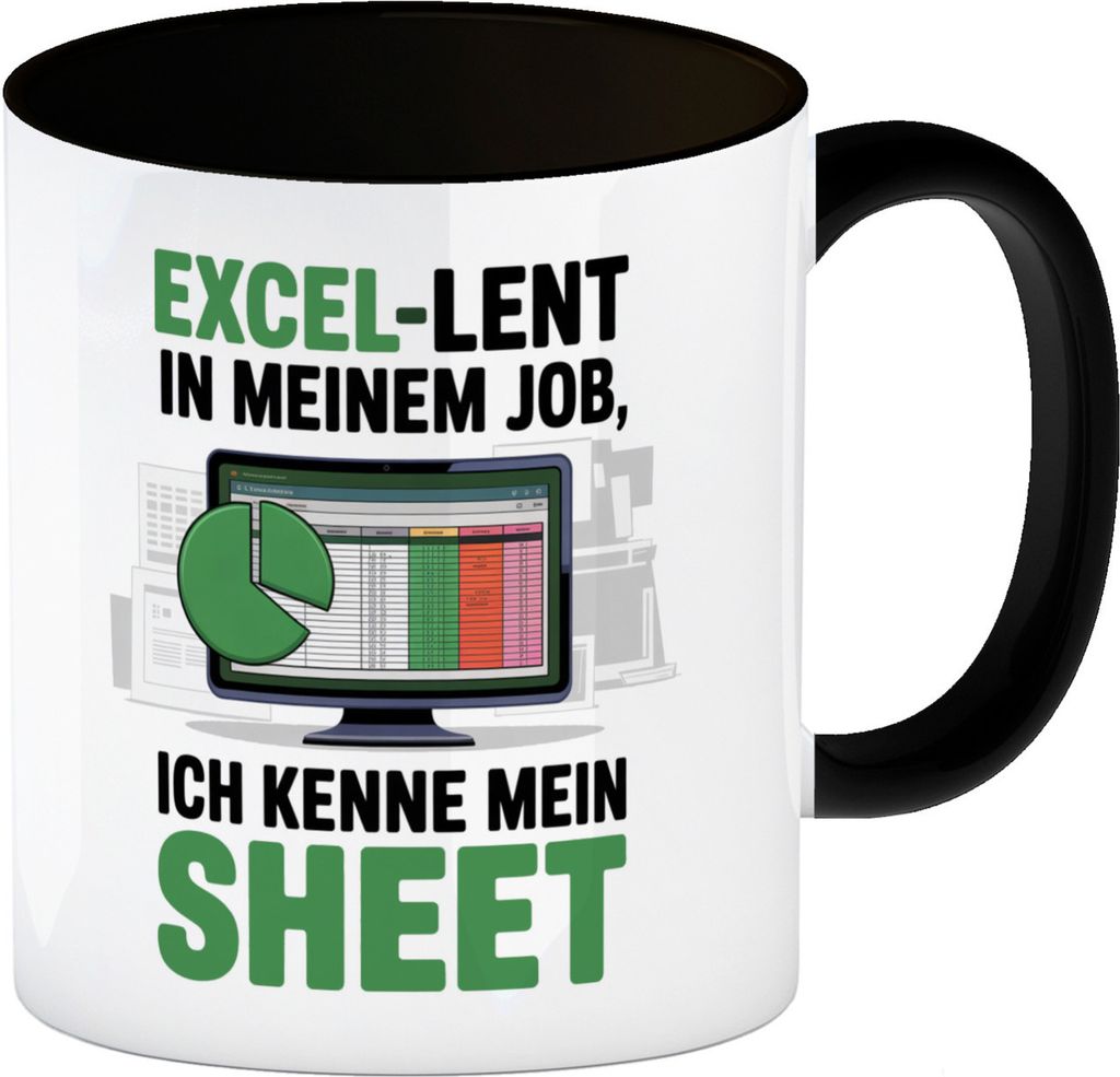 EXCEL-LENT in meinem Job Kaffeebecher in schwarz für Excel-Profis