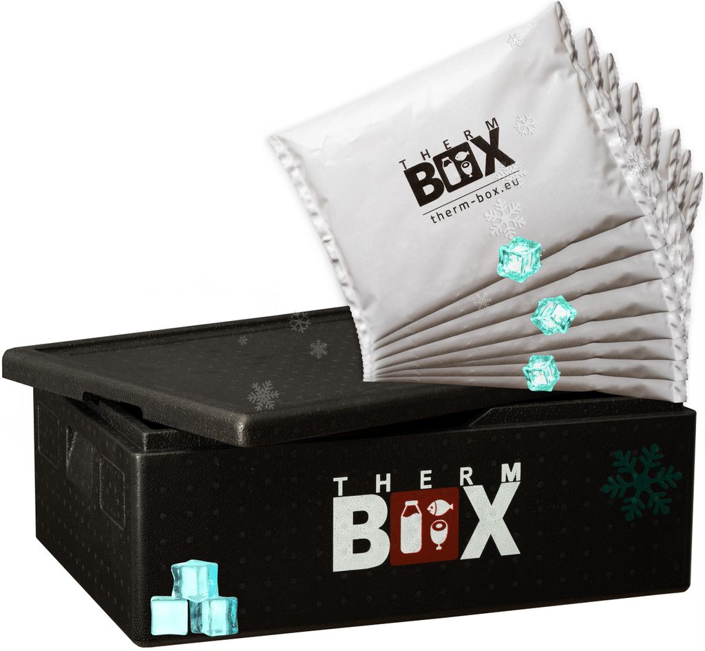THERM BOX Styroporbox B53 mit 8x Kühlakku 53L Kühlbox Produktbild 