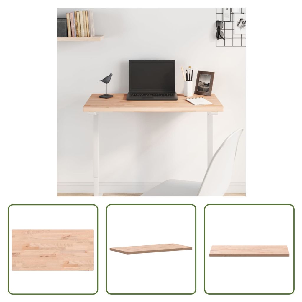 The Living Store Tischplatte 80x40x2,5 cm Rechteckig Massivholz Buche