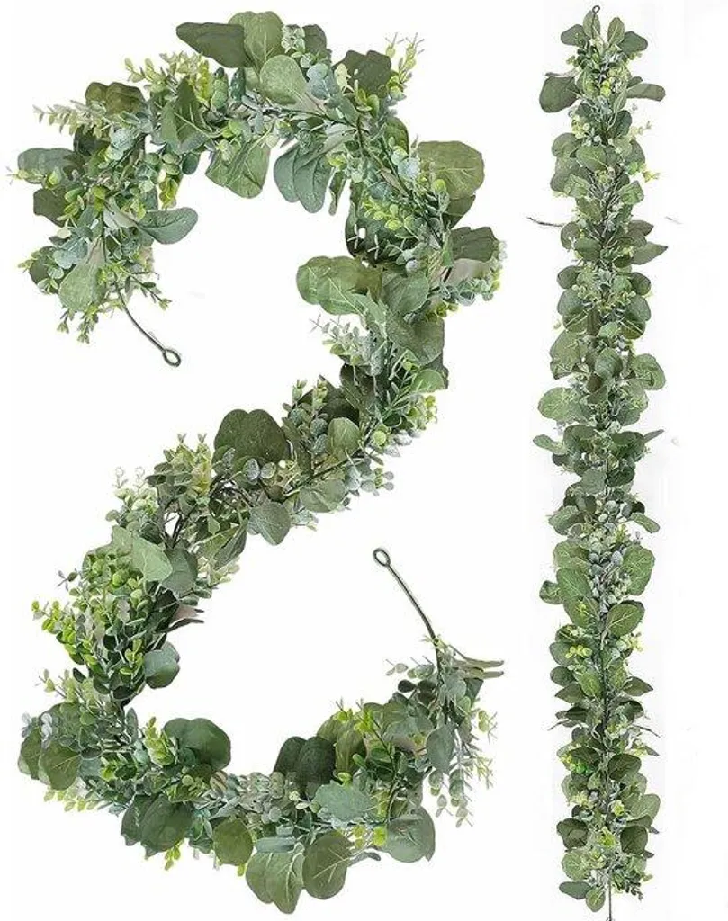 Guirlande eucalyptus en plastique vert lot de 2 pour décoration de table