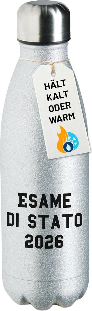 Huuraa Trinkflasche Esame di Stato 2026 Abschluss Italien 500ml Silver Edelstahl Wasserflasche Trinkflasche Geschenkidee