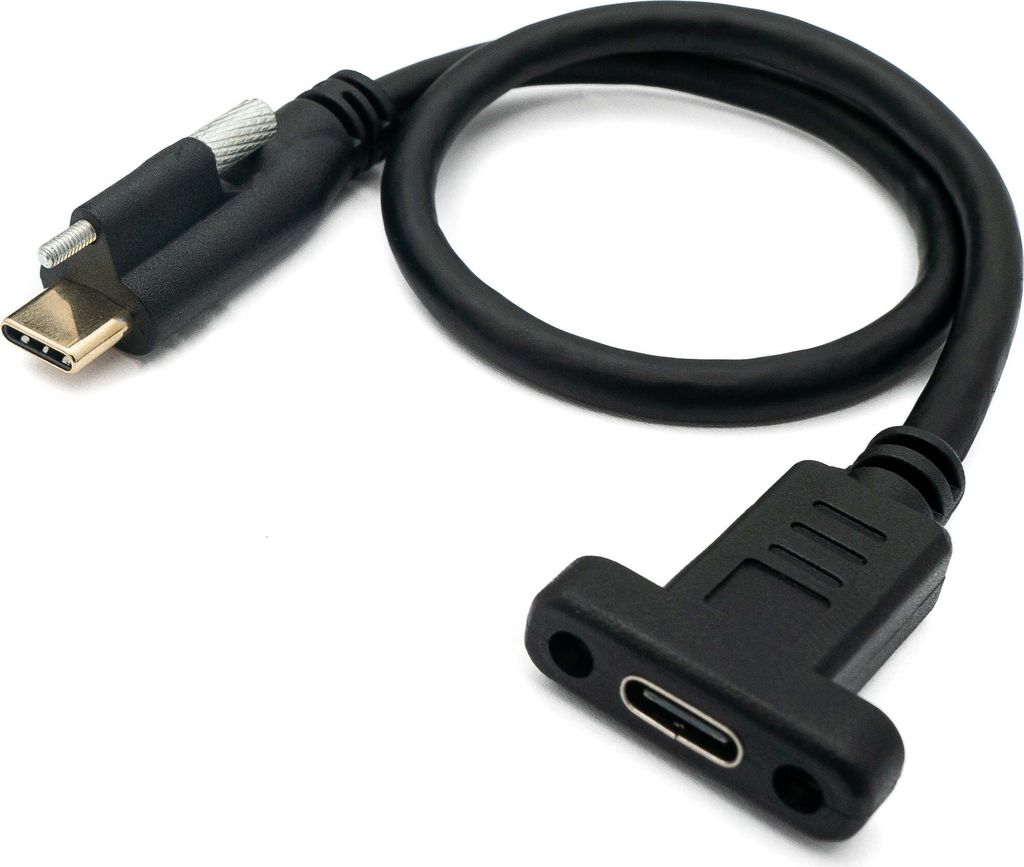 SYSTEM-S USB 3.1 Kabel 30 cm Typ C Stecker zu Buchse Schraube Adapter in Schwarz