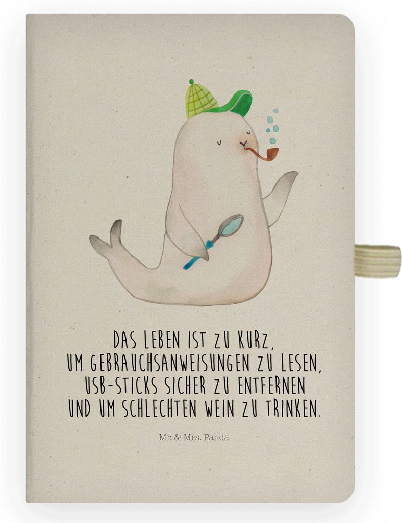 Mr. & Mrs. Panda notizbuch a4 Robbe Sherlock - Transparent - Geschenk, Tagebuch, Kladde, Adressbuch, Journal, Lustige Sprüche