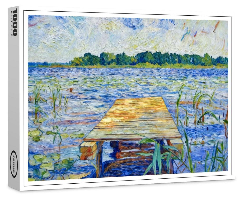 raxxa Premium-Puzzle "Impressionist Wooden Pier at Ferch on the Schwielowsee Lake", 1000 Teile