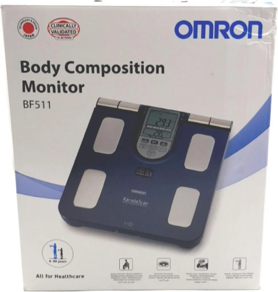 Bilancia Elettronica Omron BF511: Design Quadrato e Precisione Blu - 28