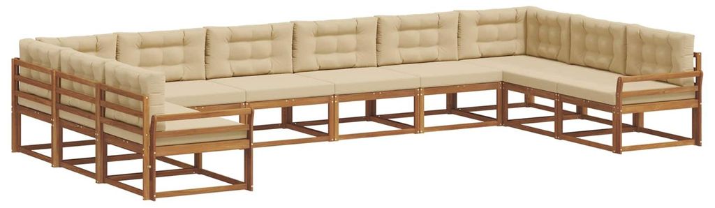 (Robust Möbel)Outdoor-Sofa garnitur moderne - Balkonmöbel/Gartenlounge-Set - robust und langlebig - mit Kissen 10 pcs Natur und Beige - Gartensof...