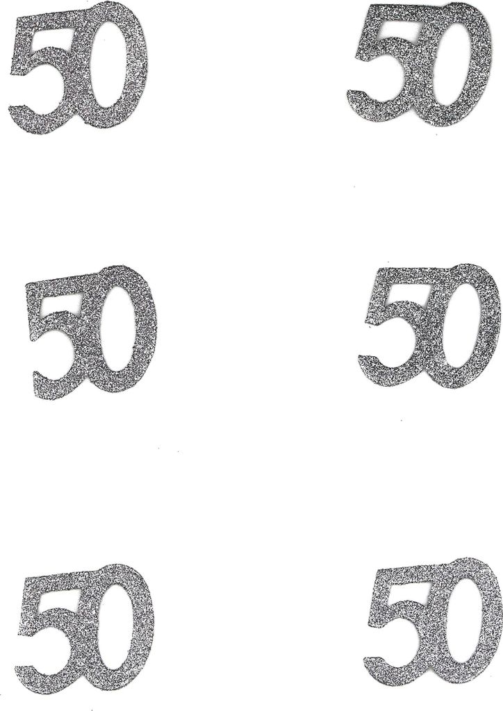 Konfetti Buttons Geburtstag Zahl 50 glitzer silber 10g - Einheitsgröße