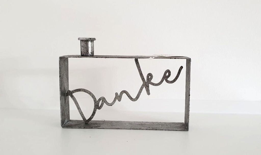 Kerzenständer 21 x 12 cm » Kerzenhalter » Geschenk als Danke » robuster Leuchter » Deko Kerzen Halter aus Handarbeit in Silber