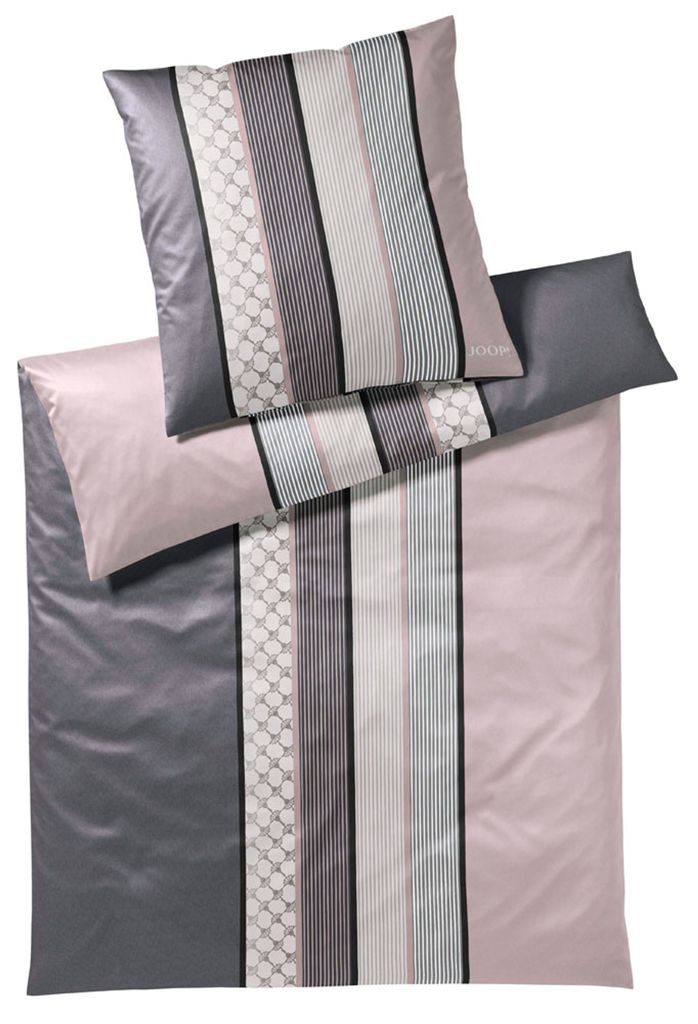 JOOP! Mako-Satin Bettwäsche-Garnitur Cornflower Stripes Farbe deep rose Größe 240x220+2x40x80