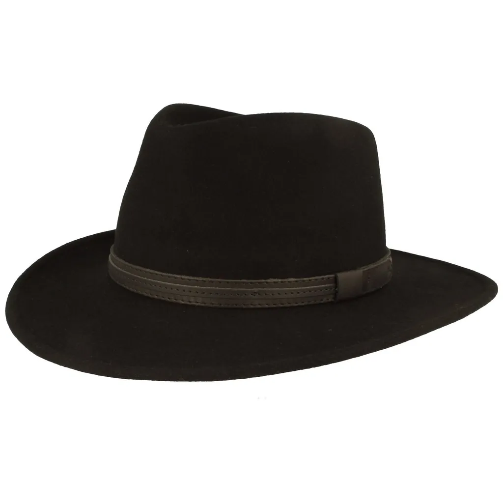 Cappello da esterno in feltro di lana arrotolabile con fascia in Pelle finta di Hut-Breiter