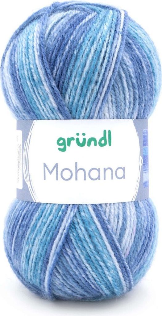 Gründl Wolle Mohana 100 g hellblau-türkis-dunkelblau Produktbild 