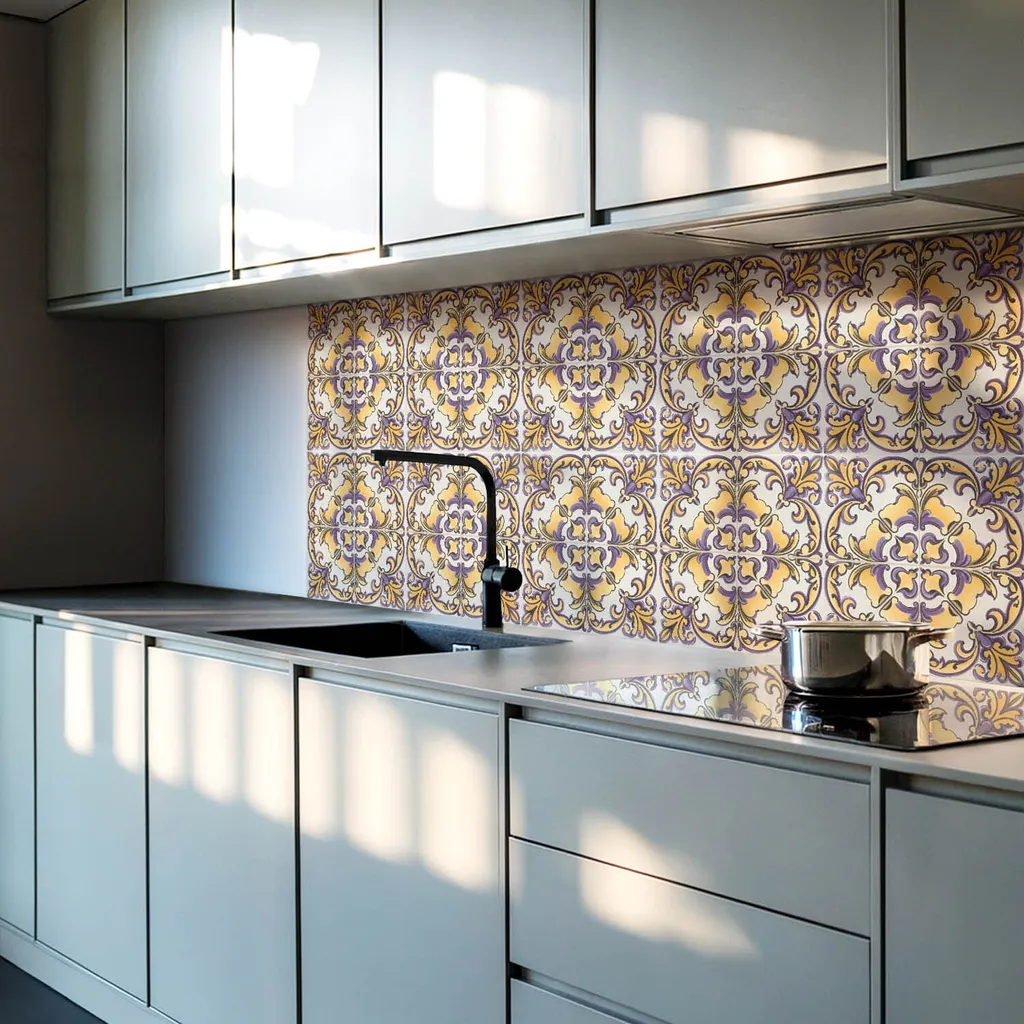 Decorazione Murale Adesiva Floreale | 9 Pezzi Piastrelle PVC 30x30 - 2