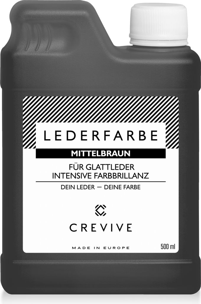 CREVIVE Lederfarbe Mittelbraun 500 ml – für Echtleder und Kunstleder zum färben und umfärben von Leder