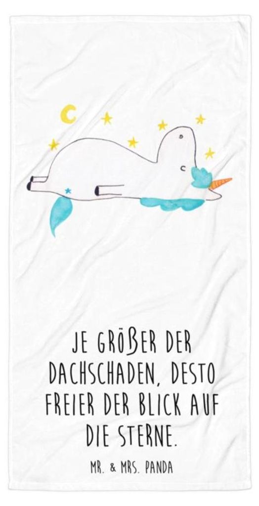 Mr. & Mrs. Panda Strandtuch Einhorn Sternenhimmel - Weiß - Geschenk, Sterne, Duschtuch, Unicorn, Frottee-Handtuch, Badehandtuch, Reisehandtuch, Ve...