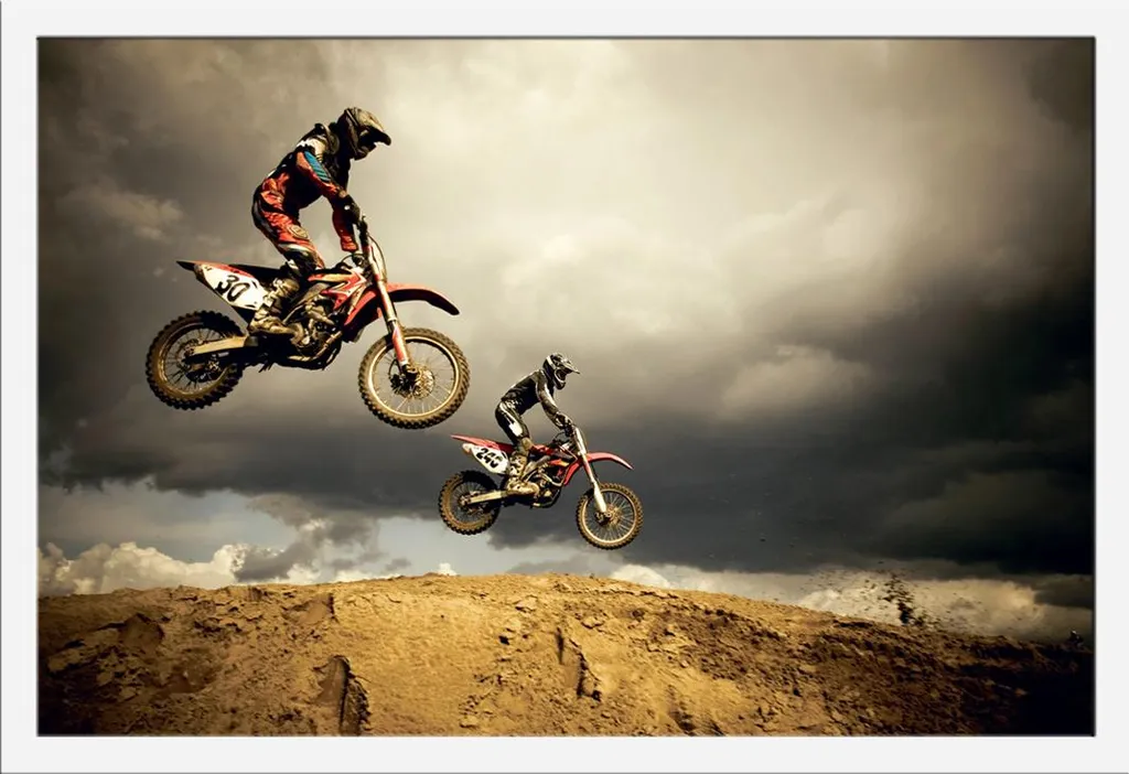 Offerta Poster Moto Motocross Big Air + Cornice Bianca Shinsuke Maxi