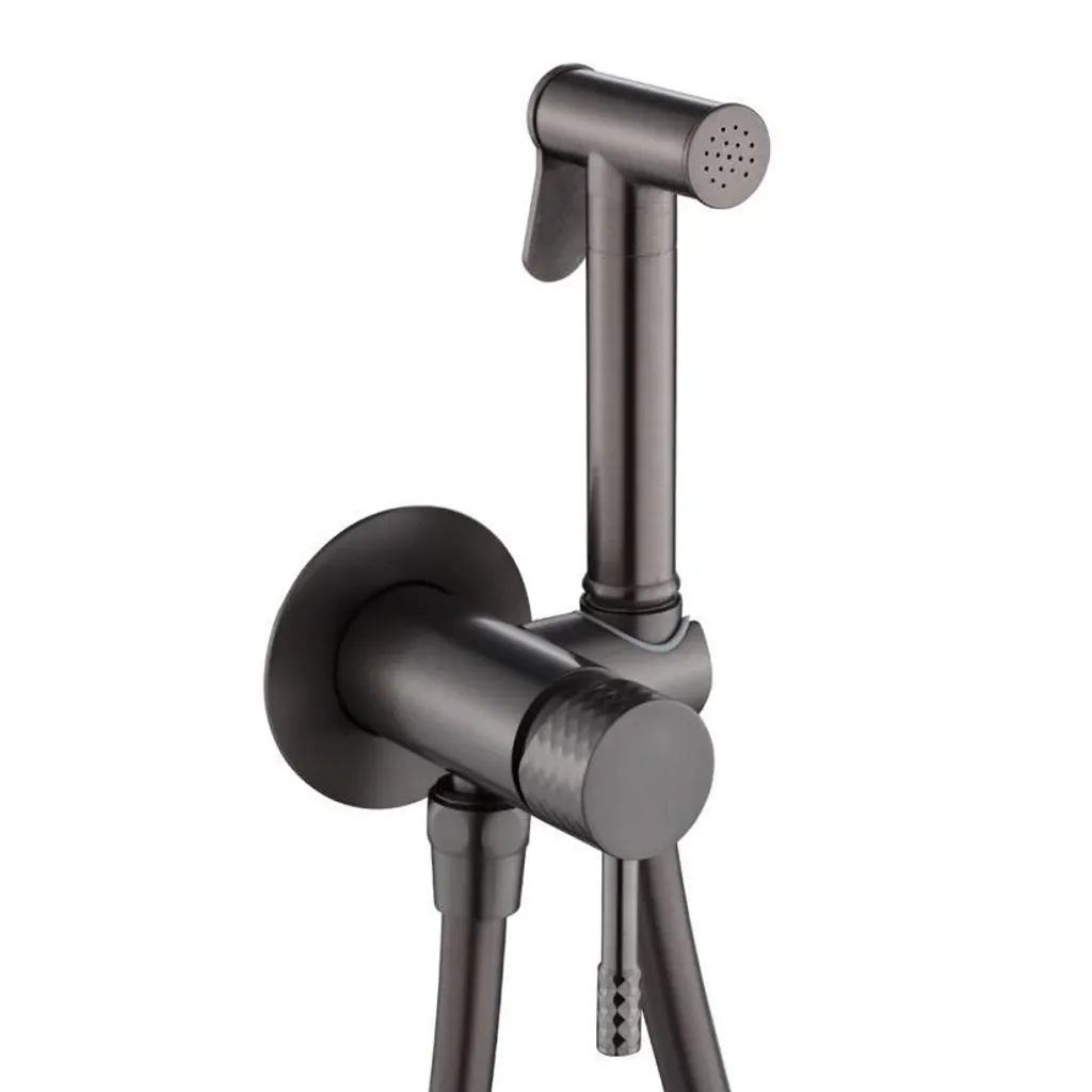 Bidet suspendu avec douchette WC mitigeur eau chaude et froide gris anthracite