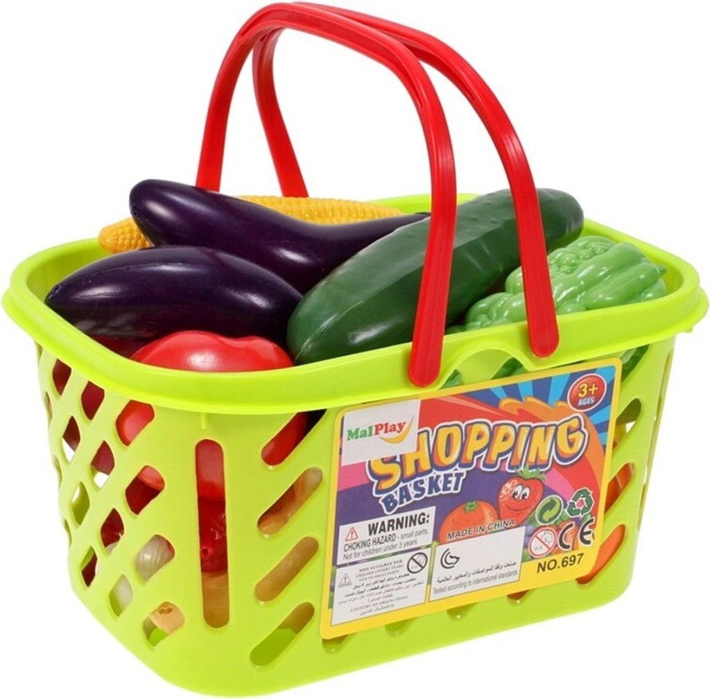 Malplay Einkaufswagen Kinder Spielzeug | Zubehör Set Mit Obst Und Gemüse | Supermarkt-Spielzeugset | Geschenk Rollenspiel Für Kinder Ab 3 Jahren