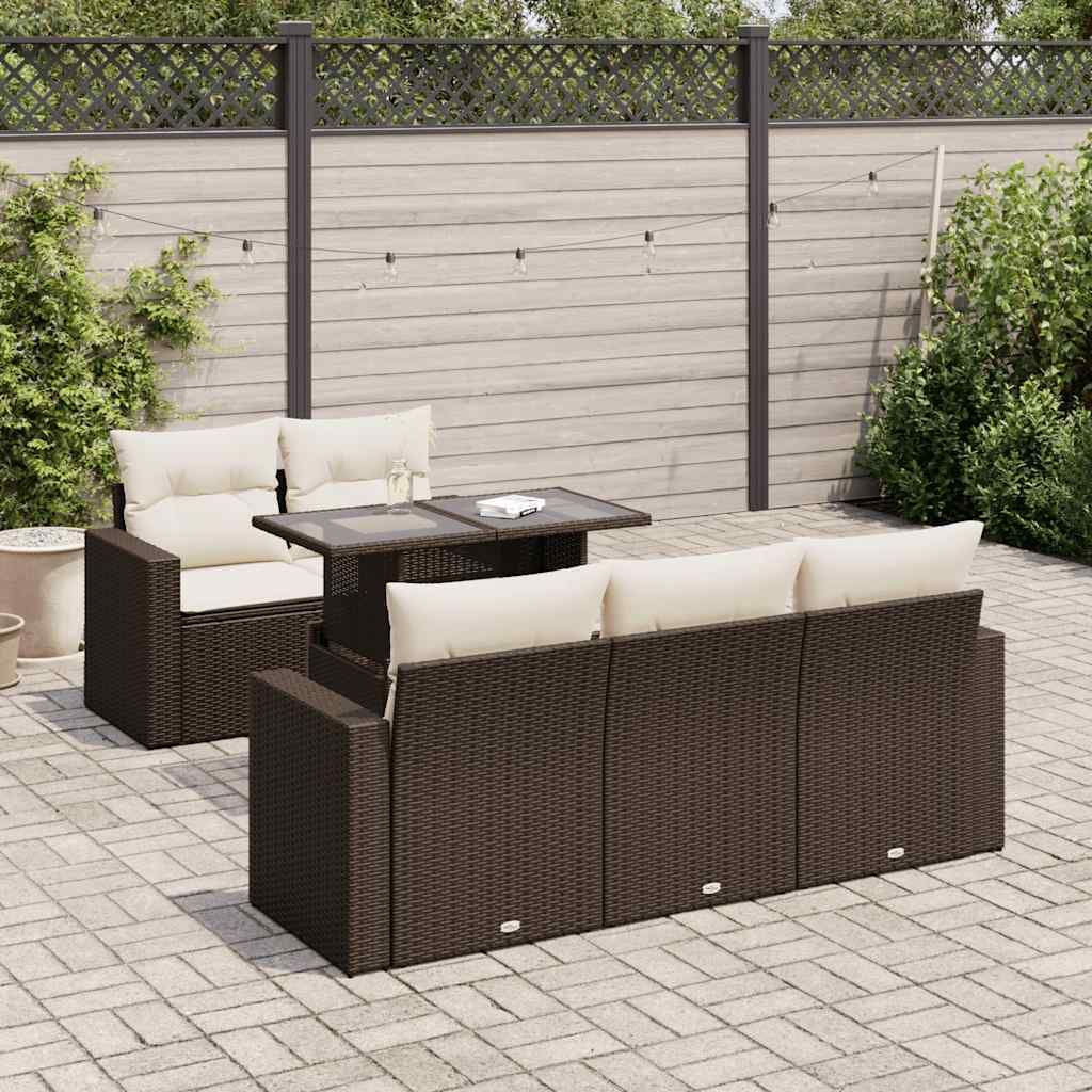 Maison Exclusive - 6-tlg. Garten-Sofagarnitur mit Kissen Braun Poly Rattan
