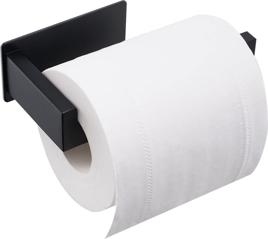 Toilettenpapierhalter Ohne Bohren, WC Klopapierhalter Selbstklebend 304 SUS Edelstahl Toilettenpapierrollenhalter für Badezimmer und Küche, Schwarz