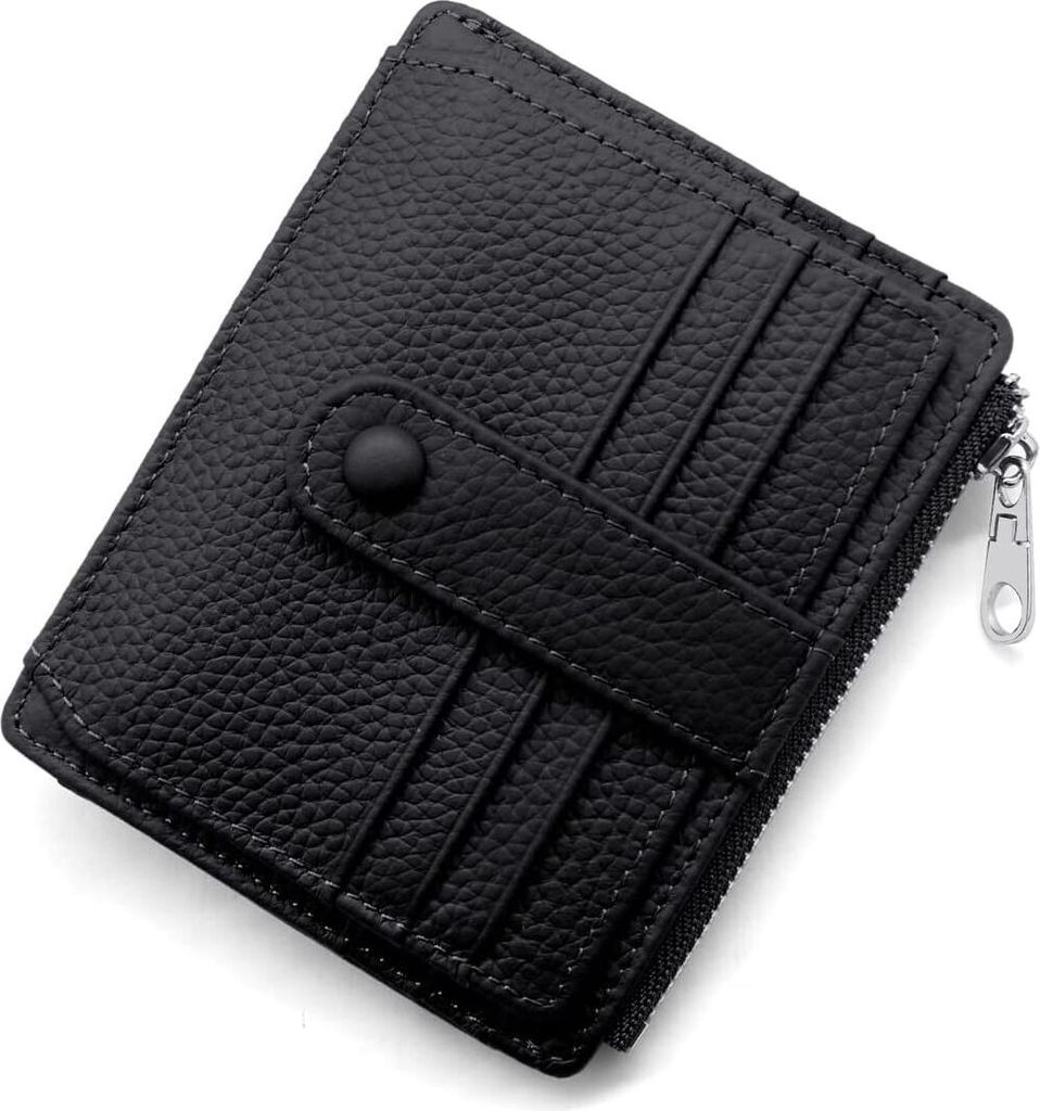 Damen Herren Klein Echtes Leder Kreditkartenetui RFID Schutz Geldbeutel mit Münzfach, Mini Männer Portemonnaie 14 Kartenhalter Slim Geschenkbox