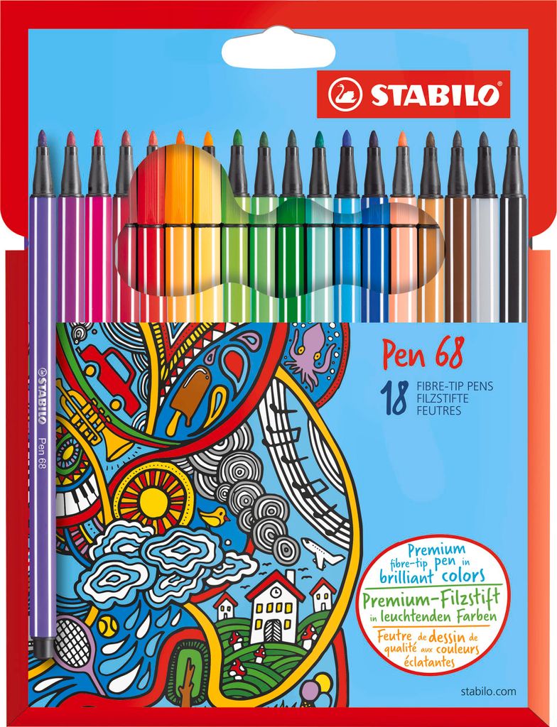 Prémiové fixy - STABILO Pen 68 - balení 18 kusů - s 18 Obrázek produktu 