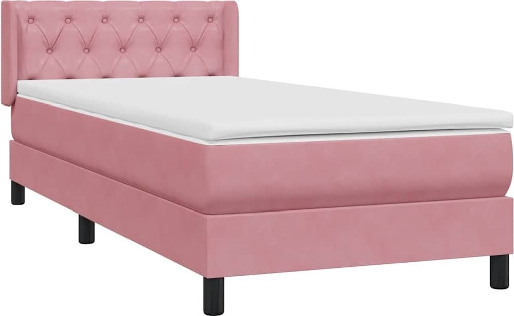 vidaXL Boxspringbett mit Matratze Rosa 80x220 cm Samt
